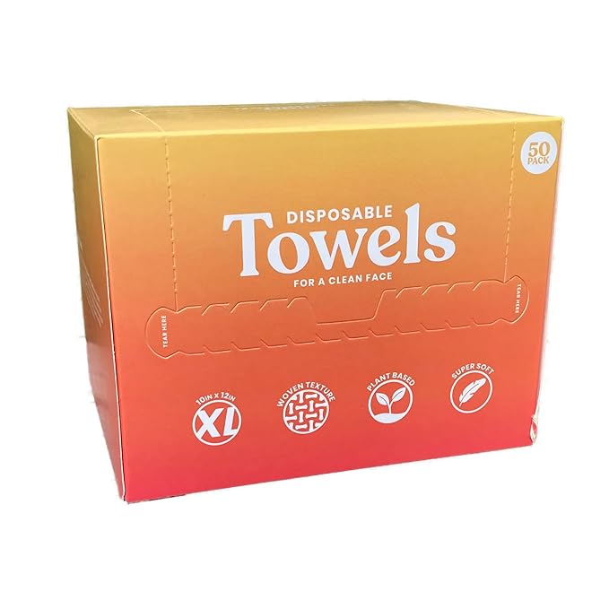Vacation Club XL Biodegradable Face Towels (50 Count) – Plant-Based Disposable Facial Wipes for Cleansing, Makeup Removal & Skincare – Textured, Soft & Eco-Friendly