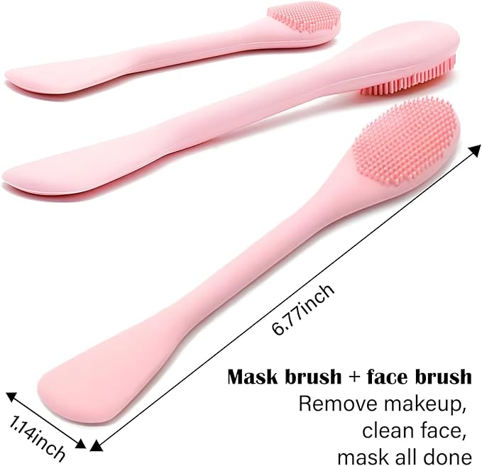 Silicone Facial Mask Applicator Face Masks Skincare Brush Facial Scrubber Double-Head Lotion Spatula Scoop for Makeup,Foundation,Cream,Lotion,Moisturizer,Gel,Peel,Mud Masks,Grey and Purple
