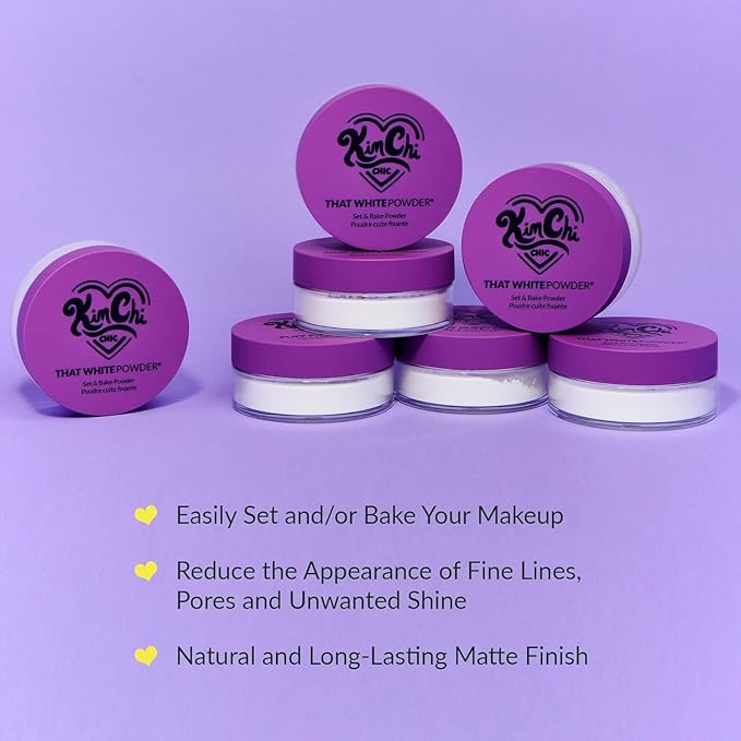 KimChi Chic Beauty Mini Me That White Powder Set and Bake Mattifying Setting Powder for Makeup, Soft Natural Face Makeup Helps Minimize the Appearance of Fine Lines, 0.17 oz, White