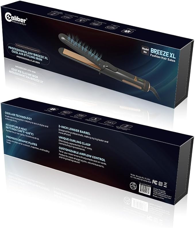 Caliber Breeze XL Hair Styler, 2-Inch Ceramic Plates, CoolAir Technology, 280-430°F Temperature Range