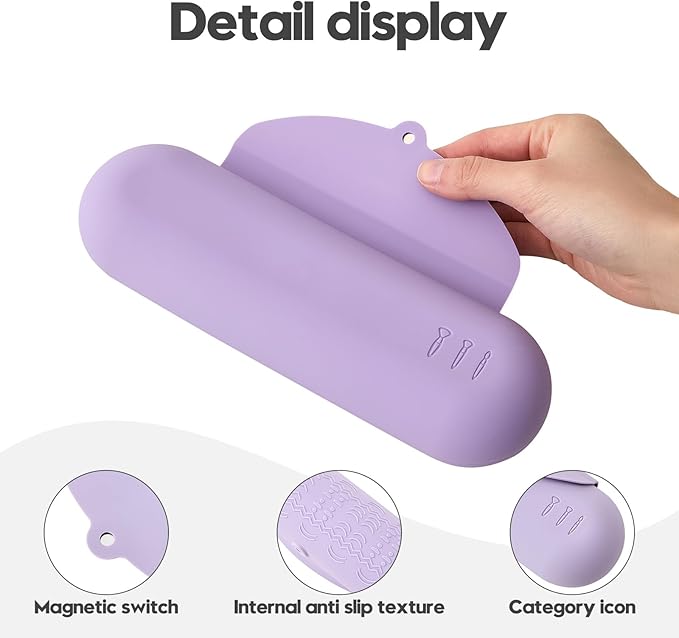 JASAQE Silicone Makeup Brush Holder,Travel Makeup bag-Soft Portable Cosmetic Face Brushes Holder,Large Travel Makeup Brush Case with Anti-Fall Out Magnetic Closure