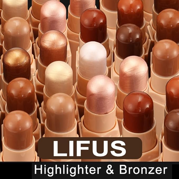 Face Cream Contour Stick Bronzer Stick Highlighter Stick Illuminator Makeup Glow Kit,Long Lasting Highly Piamented Skin Brighten Shadow Contour Bronzer Highlighter Powder Pen Pencil-F1