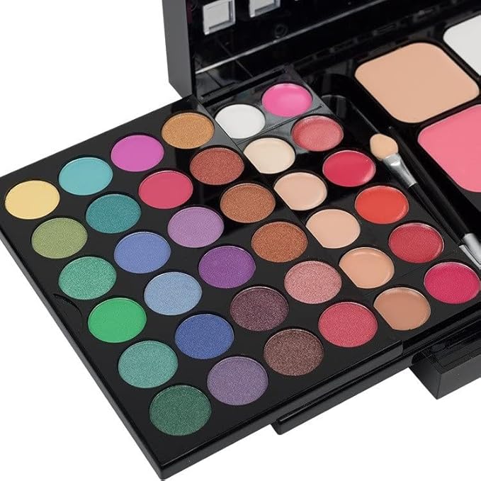 All-in-one Makeup Palette - 48 eyeshadow Palette,18 Lipstick palette,2 blush,1 concealer,2 Contour,1 powder,4 brushes With Mirror,Suitable for girls, beginners and professionals makeup gift set
