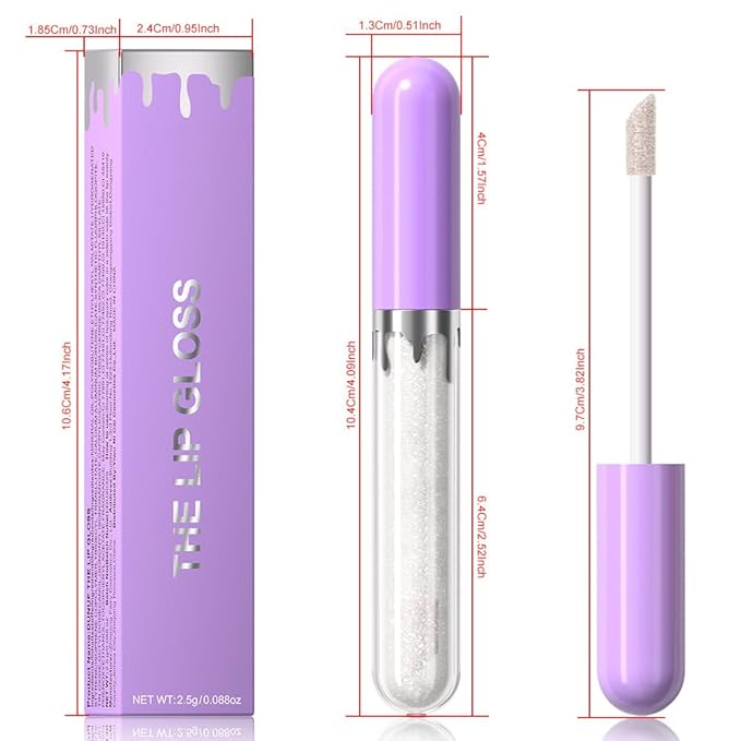 Hxssll Glitter Liquid Lip Gloss,Nude Shimmer Lipstick, Waterproof Shimmer Lip Stain Lip Glaze, High Shine Long Lasting Shiny Lip Color Makeup 01#