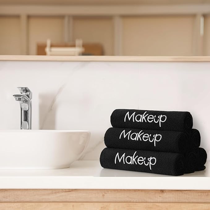 Shimeyao 20 Pack Makeup Towels Black Makeup Washcloths for Face Microfiber Remover Cloth 13x13 Inch Quick Dry Face Towels for Cleaning Hand