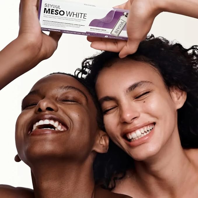 Meso White Facial Serum Ampoules – Uneven Tone Appearance & Skin Radiance Support with Niacinamide, Stem Cells & Collagen – 6 Vials (0.17 fl oz Each)