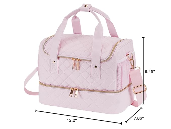 VOFIpremiAm Nail Polish Organizer Case Fits 1 Nail Lamp and 50 Bottles,Pretty Nail Organizers and Storage with Side Pockets for Nail Polish Remover,Manicure Tools (Patented,Bag Only)-Pale Pink