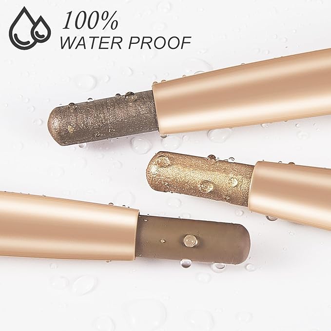 Cream to Powder Waterproof Eyeshadow Stick, Longwear, Easy-to-Apply, Smudge-Proof Shimmer Eyeshadow Pencil (002 Cool Bronze Shimmer)