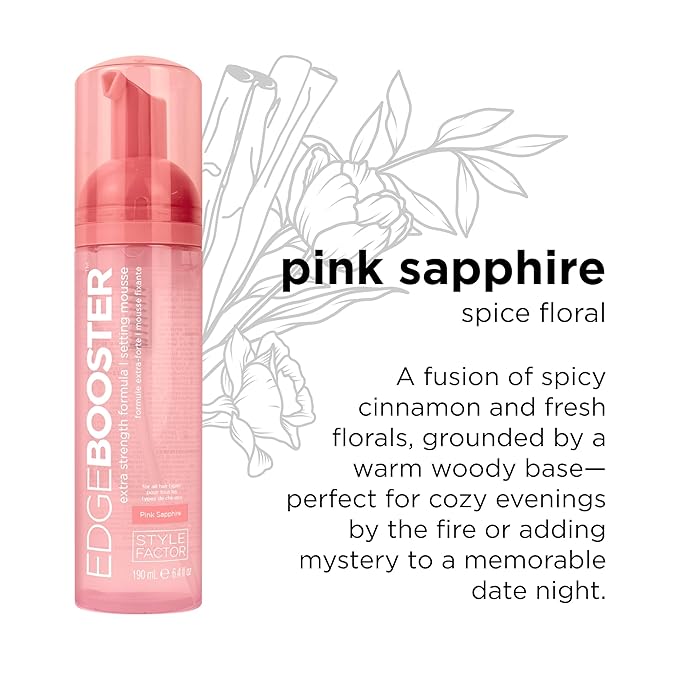 Style Factor EDGE BOOSTER Extra Strength Setting Mousse Travel Size ā Frizz Control, Extra Volume, and Conditioning ā 2.5oz Pink Sapphire Mousse for Curly Hair