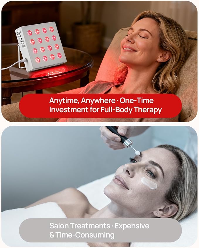 Red Light Therapy for Body Panel, 16‑LED 6 Wavelengths (630 nm, 660 nm, 810 nm, 830nm, 850 nm, 940 nm) Near‑Infrared Light Therapy Device, Ease Discomfort and Revitalize Skin(White)