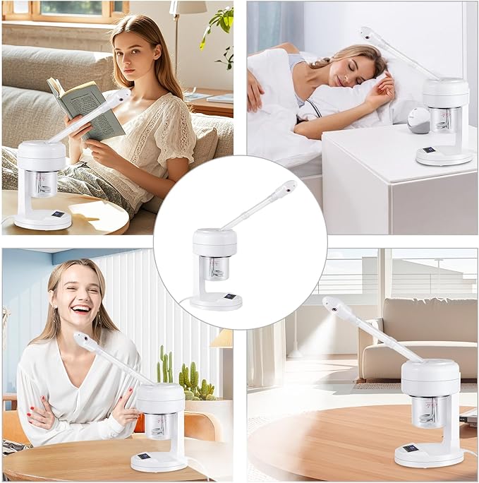 Facial Steamer Nano Ionic Face Steamer with Extendable Arm, Portable Facial Steamer, Rotating Nozzle Esthetician Vapor Face Steamer