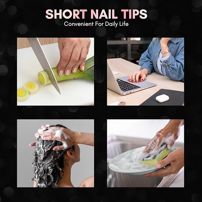Makartt Short Coffin Nail Tips: 500pcs Clear Press on Full Cover Fake Ballerina Nails Tip Extension 10 Sizes Long Lasting Soak Off False Acrylic Kit for Home & Salon Use