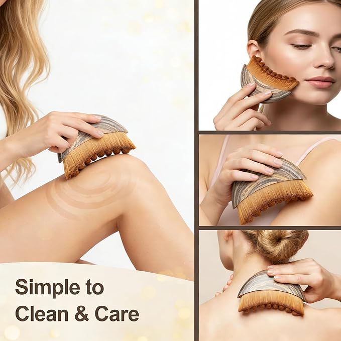 Lymphatic Contour Face Brush, Lymphatic Drainage Massager for Face, Facial Gua Sha Brush for Face Sculpting with Soft Bristle Soothesilk Anti Cellulite (2 PCS)