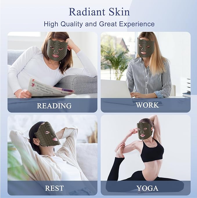 Red Light Therapy for Face, 7-Color LED Red Light Mask and 95 LEDs, 3 Level Timer, Remote Control, Portable for Home & Travel, Gift for Women, Black, LED Light Therapy mask