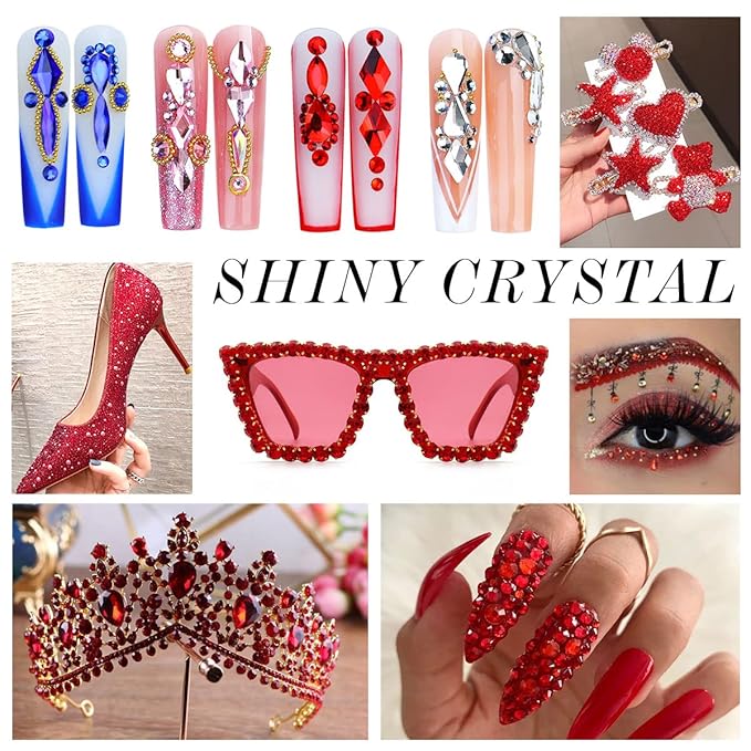 1440Pcs Ruby Red Crystal Rhinestones,Glass Flatback Rhinestones Gemstones for Nail Face Makeup Art Crafts Clothes Decoration -(SS12,3.0mm,Ruby Red)