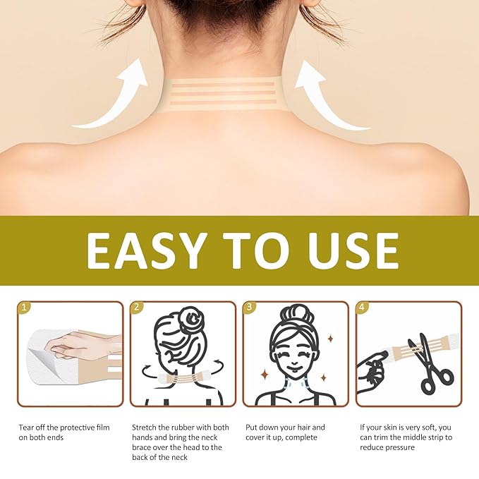 Skymore 28PCS Neck Tape Lifting Invisible for Sagging Skin & Double Chin, New Upgrade High Elasticity Breathable Face Tape (4 Elastic Bands + 20 Replacement Patches)