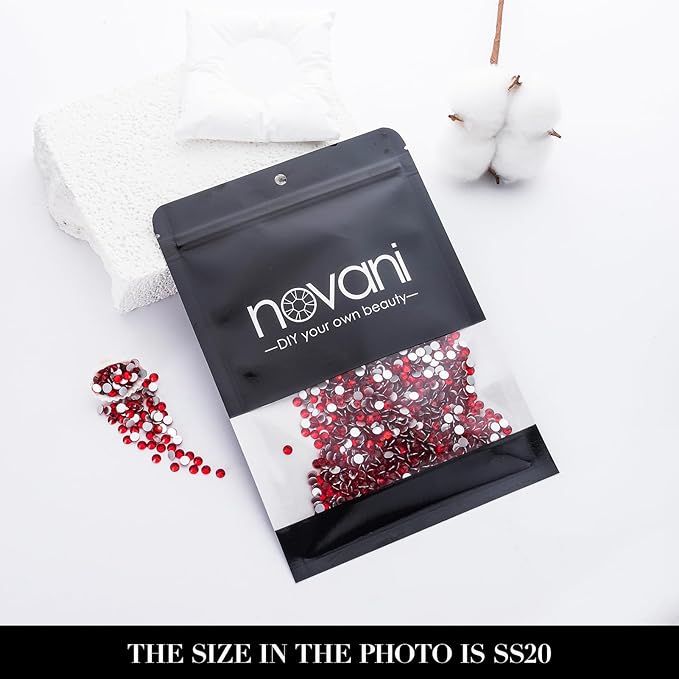Novani 3000 Pieces Flatback Rhinestones Glass Round Gems Red Crystals for Nail Art DIY Crafts Clothes Shoes,SS20,4.6-4.8mm