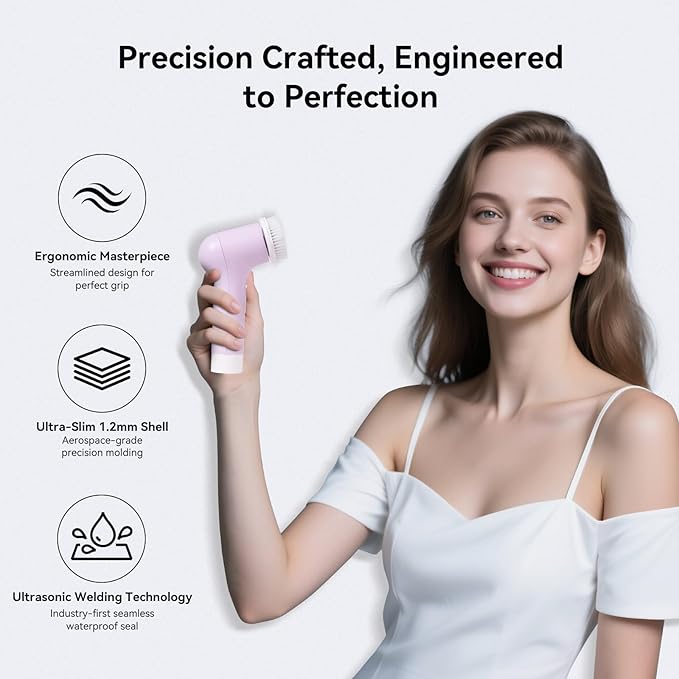 Electric Facial Cleansing Brush, Rechargeable Silicone Face Scrubber exfoliator,3 Speeds,Waterproof, Exfoliating & Massage,for Women & Men Skin Issues,Romantic lavender for Valentine's Day gift