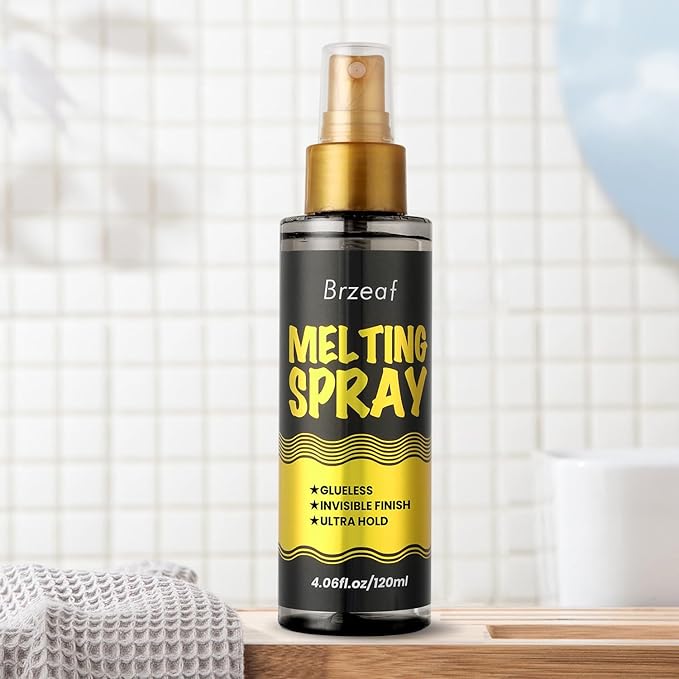 Brzeaf Lace Melting Spray And Wig Band(120ml), Extreme Hold, Melting Spray For Lace Wigs, Strong Natural Finishing Hold, Dries Quickly, Wig Melting Spray & Hair Adhesive for Wigs