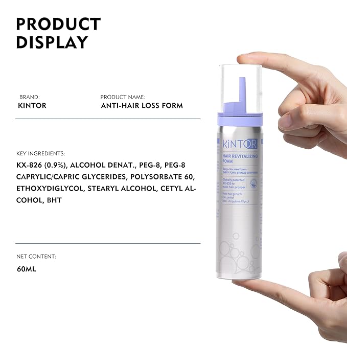KINTOR 0.9% KX-826 DHT Blocker for Men & Women Hair Growth,Hair Growth Products Foam 120ml Pro