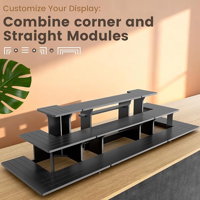 3 Tier Black Display Shelves for Vendors, Cupcake, Soap, Candles, Glasses, Jars, Store Product Retail Display Stands for Vendor Events, Crafts Shows, Jewellery Farmers Market Stand