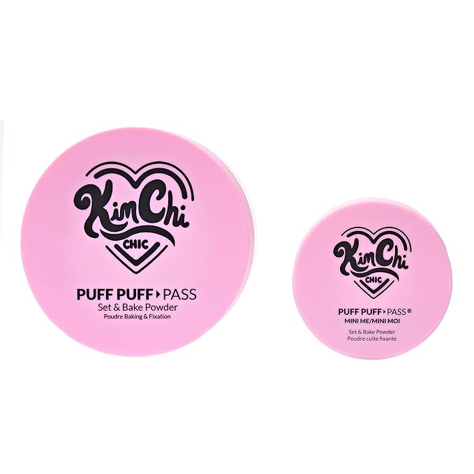 KimChi Chic Beauty Mini Me Puff Puff Pass Set and Bake Setting Powder for Makeup, Soft Natural Face Makeup for Uneven Skin Tone, 0.17oz, 02 Banana