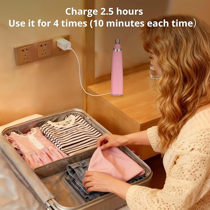 UNOISETION Diamond Microdermabrasion Machine, Professional Portable for Travel Microdermabrasion Device,Rechargeable Cordless Dermabrasion Facial Machine with 3 Levels, Pink