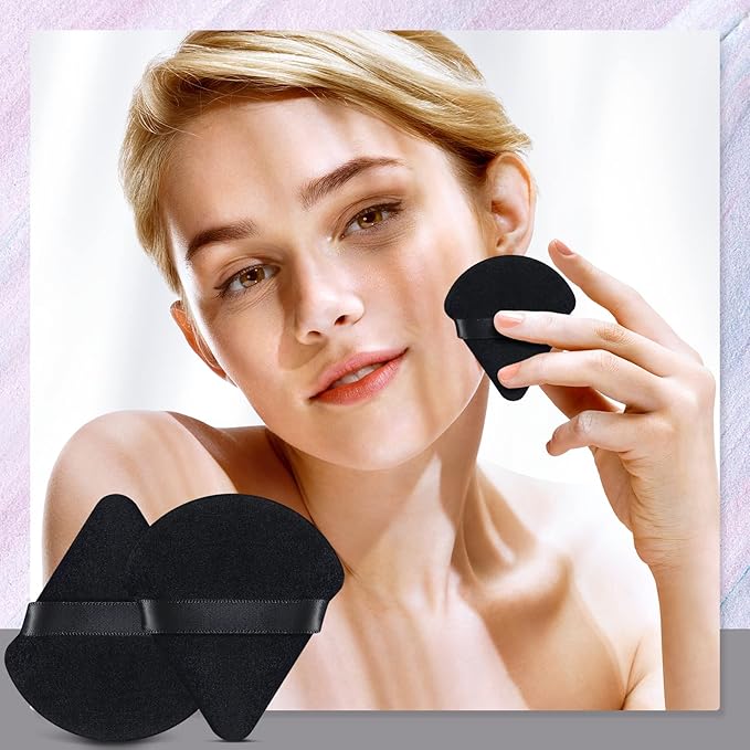 Meanplan 100 Pcs Powder Puff Face Soft Makeup Sponge Triangle Powder Puffs for Loose Velour Cosmetic Foundation Wet Dry Sponge Makeup Tools(Black)