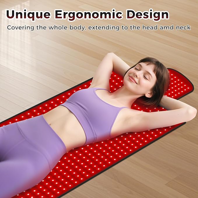 47.5"x20" Body Red Light Therapy Mat, Eligible Red Light Therapy Blanket, 770pcs Dual Wavelength LEDs(660nm& 850nm), Premium Leather, Adjustable Timer & Intensity