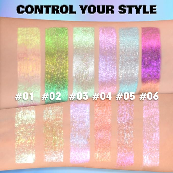 CHARMACY 2 in 1 Starlit Duochrome Liquid Eyeshadow, Glitter Sparkle Colorful Liquid Eyeliner, Quick Drying, High Pigmented, Long lasting Holographic Glitter Multichrome Eye Makeup #04