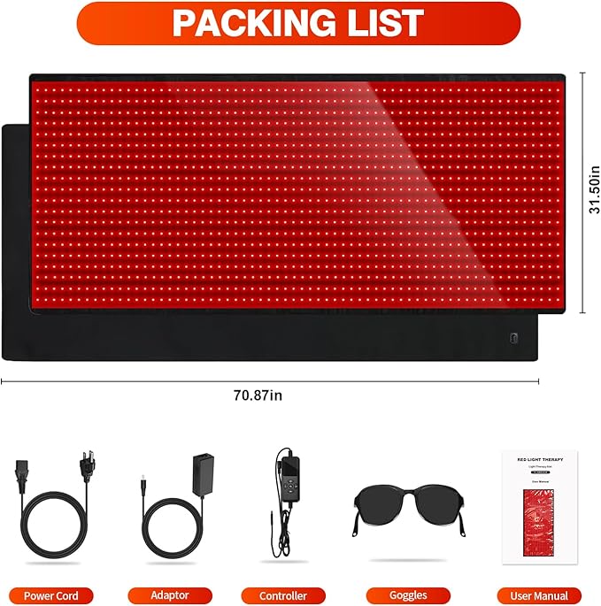 Red Light Therapy Mat for Body, Red Light Therapy Blanket for Full Body, 1280 LEDs 660nm Red & 850nm Near Infrared Light Therapy Pad for Pain Relief & Better Sleep