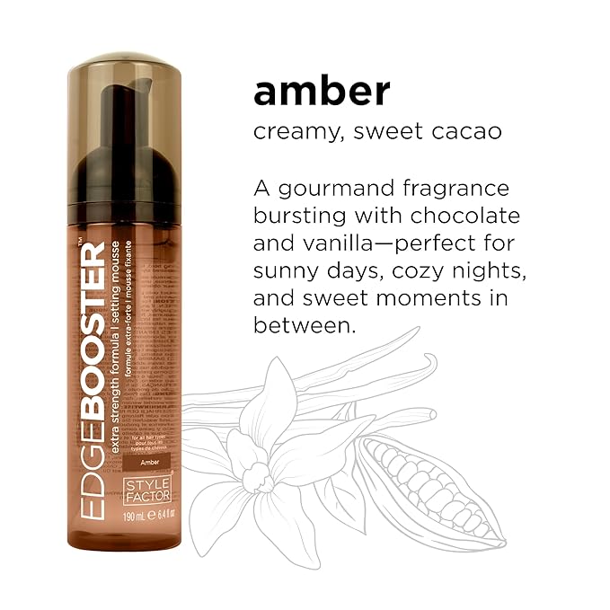 Style Factor EDGE BOOSTER Extra Strength Setting Mousse ā Frizz Control, Extra Volume, and Conditioning ā 6.4oz Amber Mousse for Curly Hair