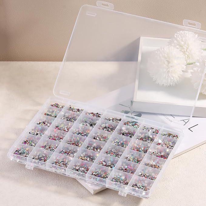 Fspronail 42 Grids Clear Large Plastic Organizer Box With Dividers, Bead Organizers And Storage Compartment Container For Nail Accessories/Jewelry/Craft/Screw/Small Parts/Diamond Painting Art Tools