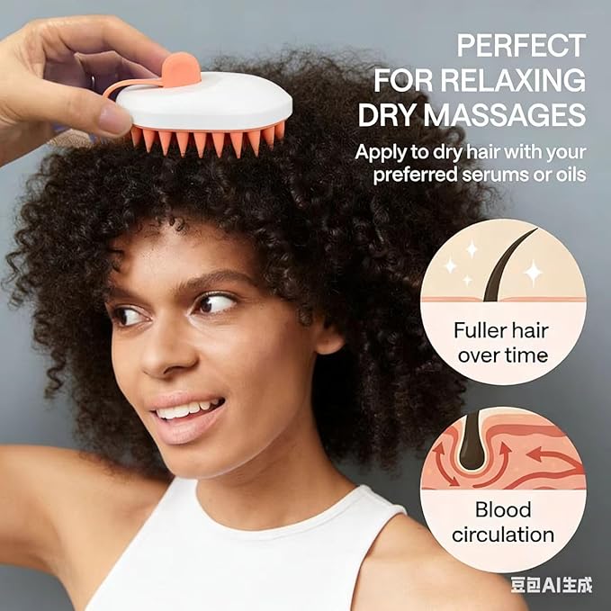 Hair Scalp Massager Brush, Cute Mouse Shape Shampoo Brush Scalp Scrubber, Wet/Dry Use, Scalp Massager for Hair Growth, Eliminates Dandruff for Men & Women (White)