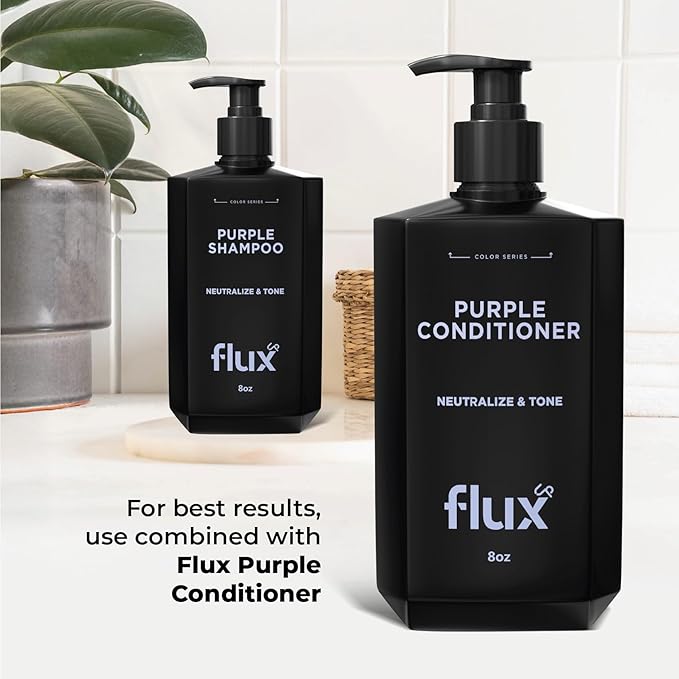 FLUX UP Purple Shampoo for Blonde Hair Women & Men – Blonde & Silver Hair Toning – Sulfate-Free Anti-Brass Purple Shampoo for Blondes, Highlights & Color-Treated Strands – 8 fl oz