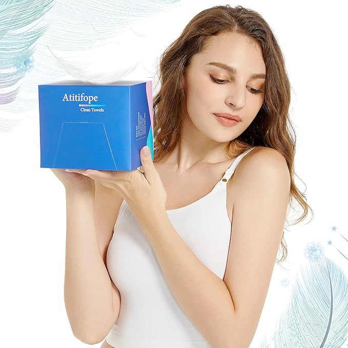 Atitifope Disposable Cloths For Face 200Count Travel Cleaning Cloths Clean Towels Makeup Remover Wipes (4Boxes)