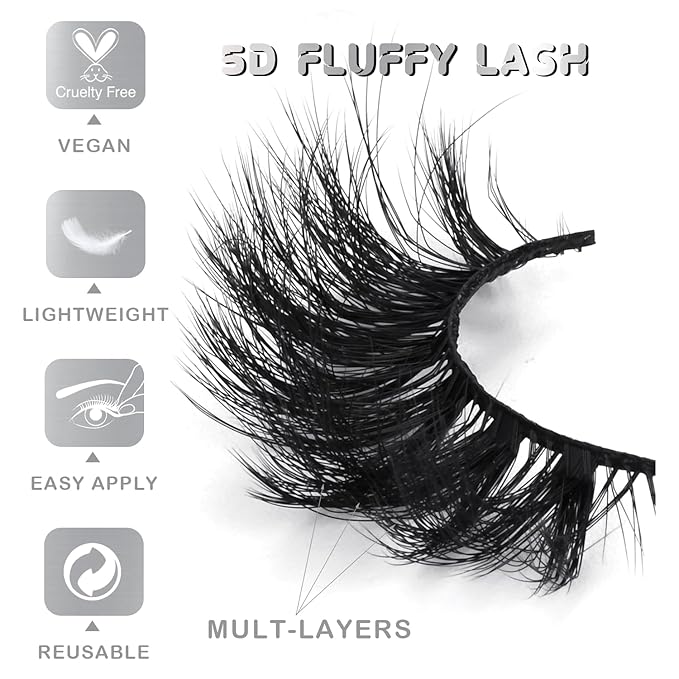 Lashes Mink Bulk 30 Pair Wholesale Lashes 5D Fluffy Eyelashes Wholesale Faux Mink Eyelashes Natural Medium Length Fake Lash with Portable Pack (Round V 30 Pairs)