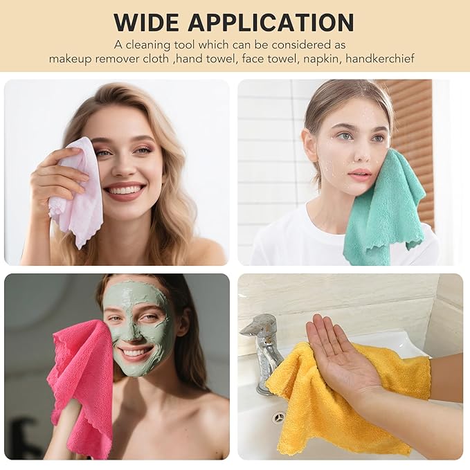 Microfiber Face Cloth Reusable Makeup Remover Facial Cleansing Towel Ultra Soft Face Washcloth 12inchx12inch