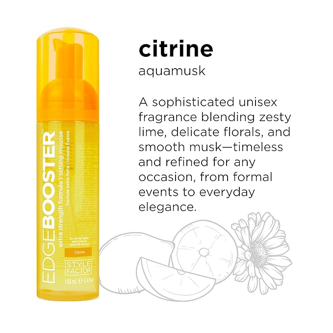 Style Factor EDGE BOOSTER Extra Strength Setting Mousse ā Frizz Control, Extra Volume, and Conditioning ā 6.4oz Citrine Mousse for Curly Hair