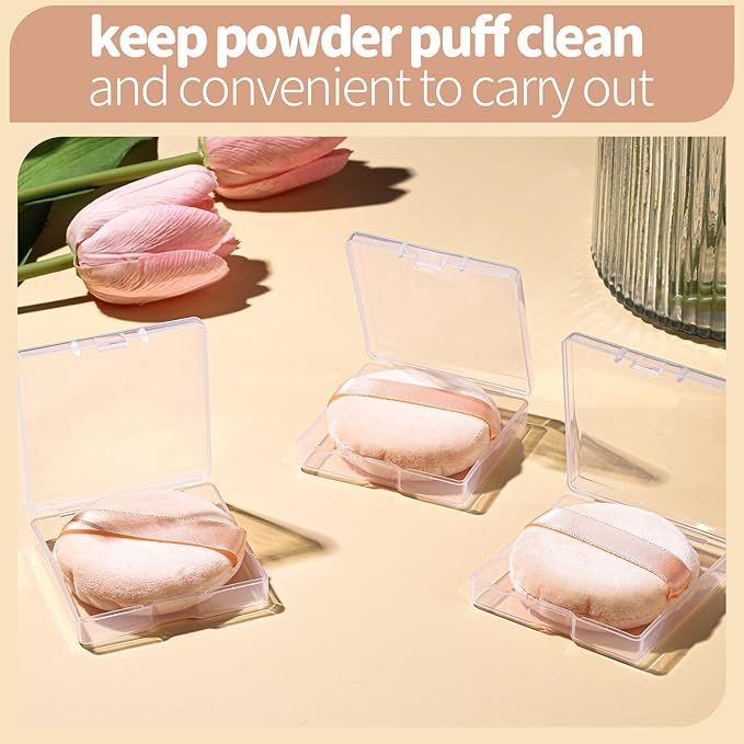 Teenitor 3Pcs Powder Puff 2.36 Inch, Soft Powder Puffs for Face Powder, Small Makeup Puff for Loose Pressed and Setting Powder with 3 Cases, Nude
