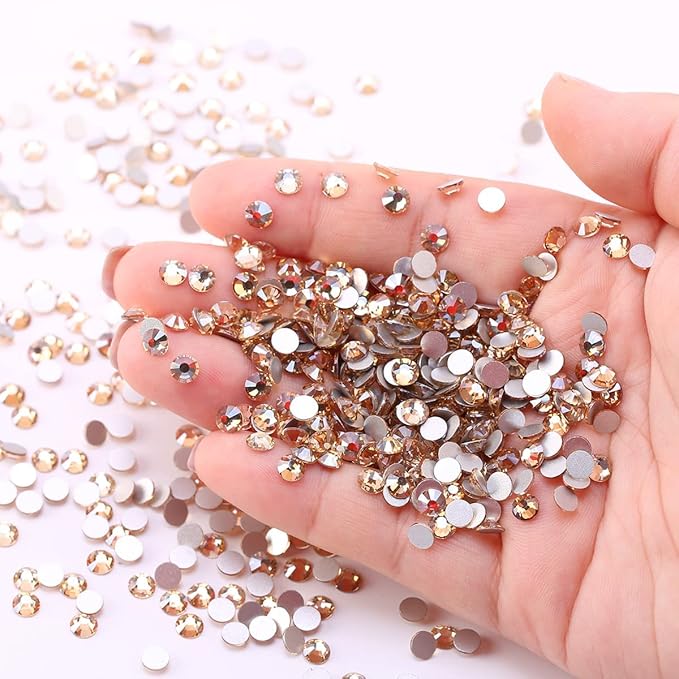 Novani Crystal Rhinestones, Flatback Loose Gemstones 1440pcs Glass Rhinestones for Clothes Shoes Crafts Makeup Nail Art and DIY Decorations(SS6, Golden Shadow)