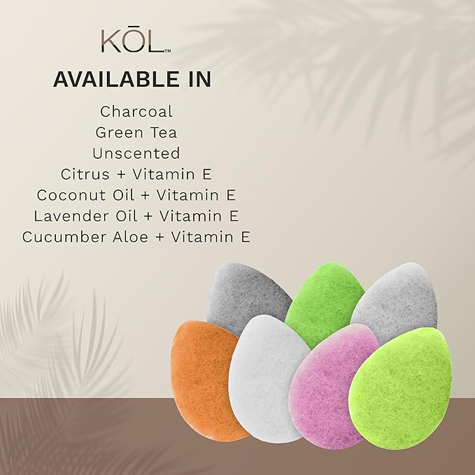 KOL Face Scrubber, Coconut Infused Exfoliating Facial Cleansing Pads, Disposable Exfoliator Face Sponge for Daily Cleaning and Makeup Removal, 6 Count