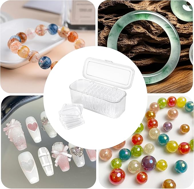 JAPCHET 24 PCS 3.3 Inch Press on Nail Organizer, Clear Storage Box with 2 Big Storage Box for Nails Display Home Salon