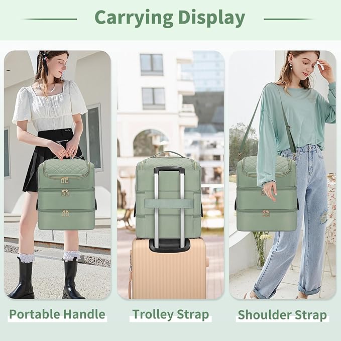 Extra Large Nail Polish Organizer - Three Layer Nail Organizers And Storage Bag, Portable Nail Supplies Organizer Case, Nail Tech Kit Travel Carrying Box with Shoulder Strap (Green, 86 Slots)