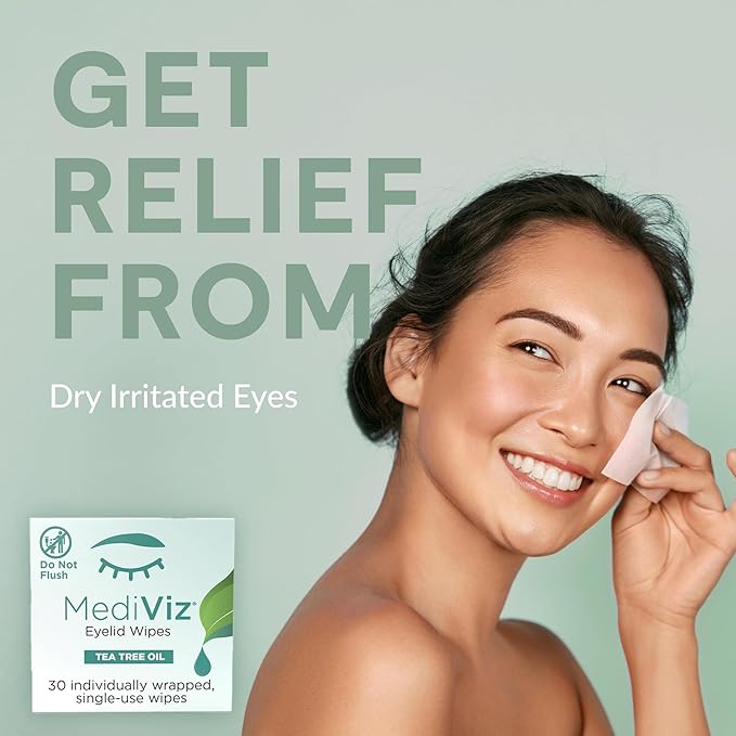 Eyelid Cleanser Wipes - 90 Single-Use Towelettes - Eyelash and Eyelid Wipes for Soothing Dry Eye Irritation, Demodex Removal and More