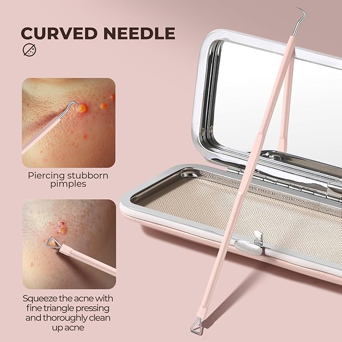YGQQOY Professional Blackhead Tweezers, Stainless Steel Blackhead Remover Tools, Pimple Popper Tool Kit for Acne Whitehead Blemish, Pore Prep Tool