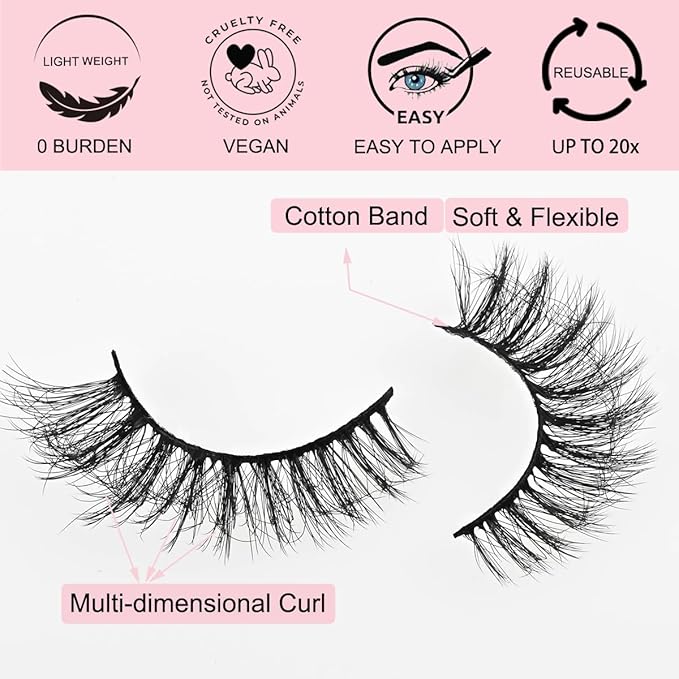 Lashes Mink Bulk 30 Pair Wholesale Lashes 5D Fluffy Eyelashes Wholesale Faux Mink Eyelashes Natural Medium Length Fake Lash with Portable Pack (Flare Wispy 30 Pairs)