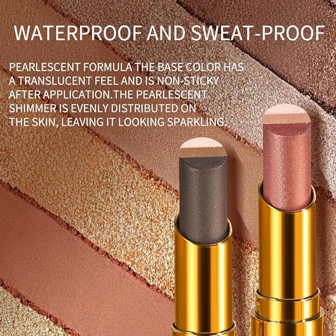 Eyeshadow Stick Makeup – Tri-Color Eye Shadow, Blendable Cream Matte Eyeshadow Stick for Long-Wear Beauty Looks, Smudge-Resistant & Easy to Apply – Matte Earth Tone