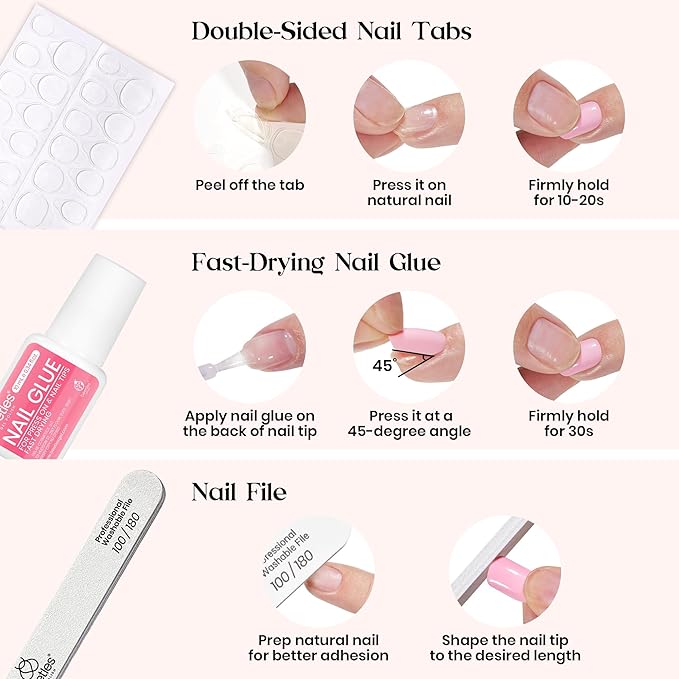 Beetles Press On Nails Kit - Rainbow Gleam | 720Pcs 24 Colors Short Almond Press On Nails | 15 Sizes Matte Glossy Glitter With Nail Glue & Nail Tabs Stickers, Fake Nails Kit Art For Women