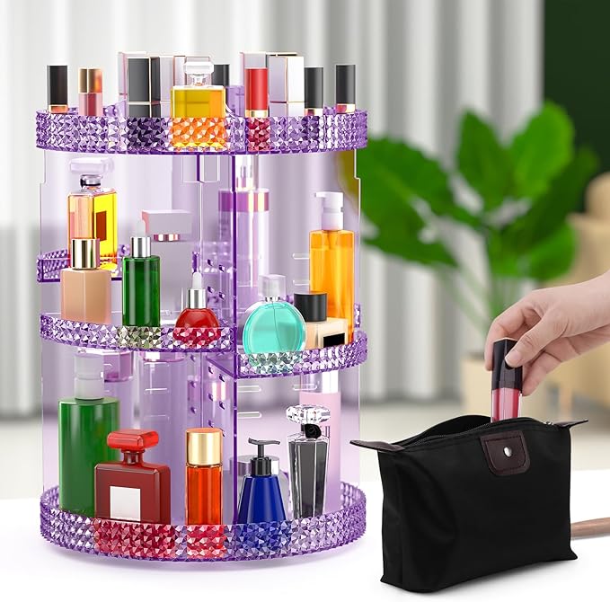 Awenia Makeup Organizer 360-Degree Rotating Plus Size, Adjustable Makeup Storage, 7 Layers Large Capacity Cosmetic Storage Unit,Fits Different Types of Cosmetics and Accessories with Makeup Bag